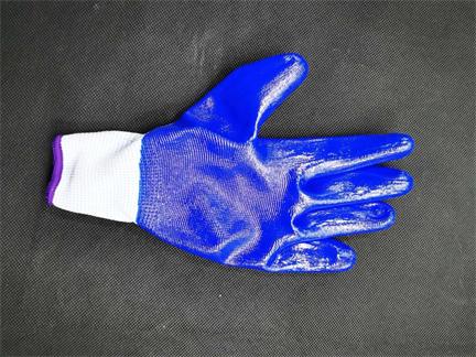 XA1020-蓝白过亮光胶普通型棉织手套