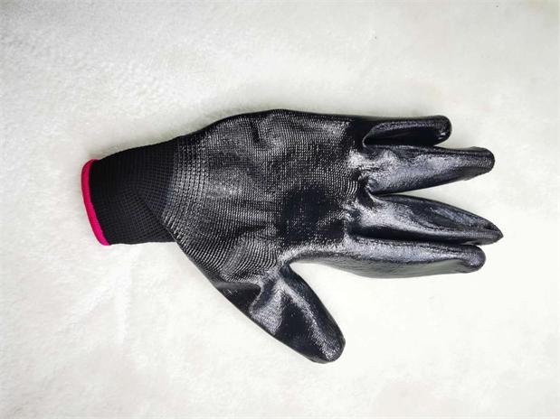 XA1020-黑色过亮光胶普通型棉织手套
