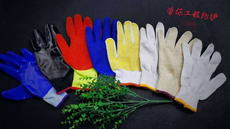 XA1020-黑色过亮光胶普通型棉织手套